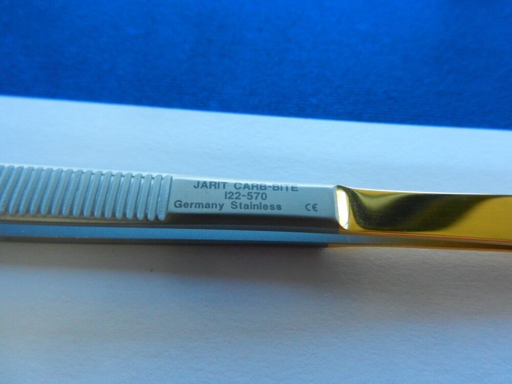 G52 Jarit 122-570 Carb-Bite Delicate 1x2 Teeth Gerald Forceps NEW! - Image 3
