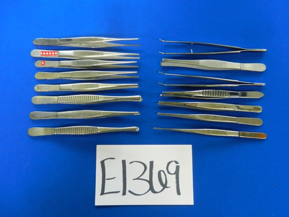 E1369 V. Mueller Jarit Codman Lot of 15 Forceps Approx. 14.5cm Length