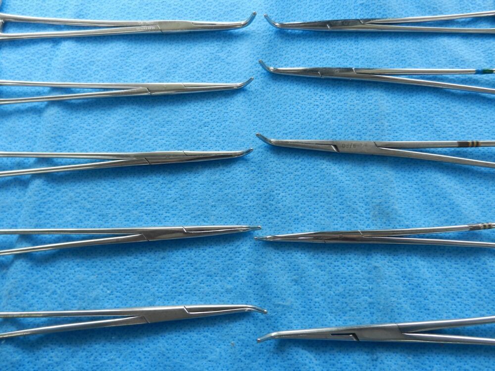 D8978 Codman Jarit Sklar Lot of 10 Curved Forceps Approx. 19cm - Image 3
