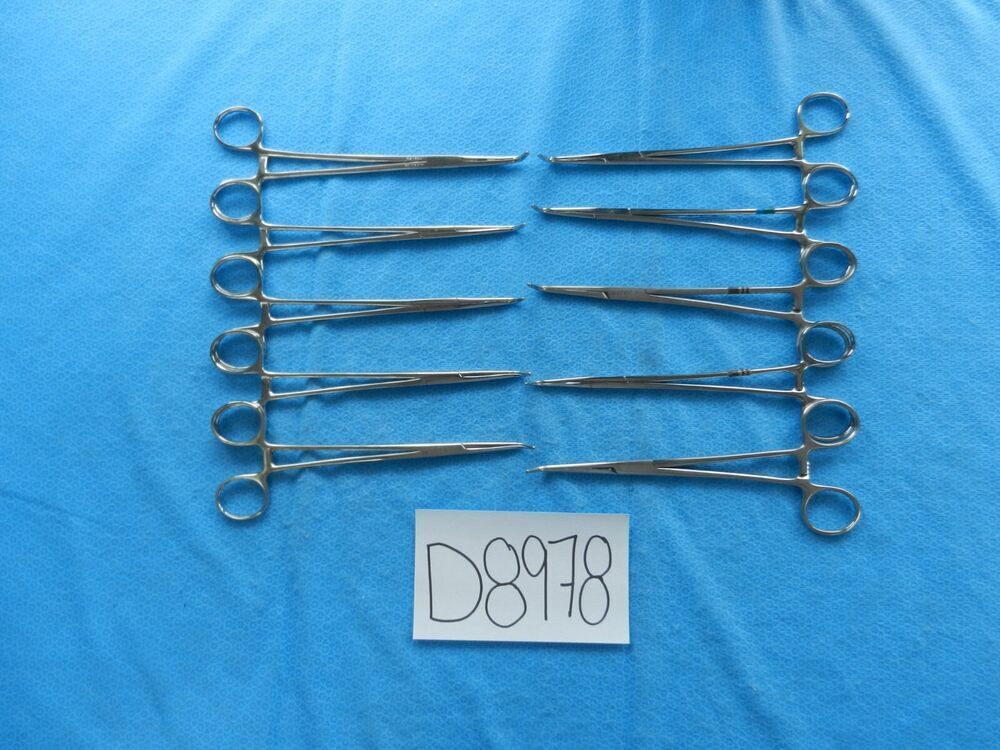 D8978 Codman Jarit Sklar Lot of 10 Curved Forceps Approx. 19cm