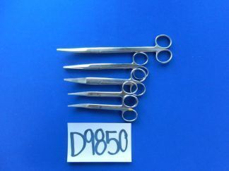 D9850 Jarit Konig Aesculap Lot of 5 Curved & Straight Scissors 13.5-23cm Length