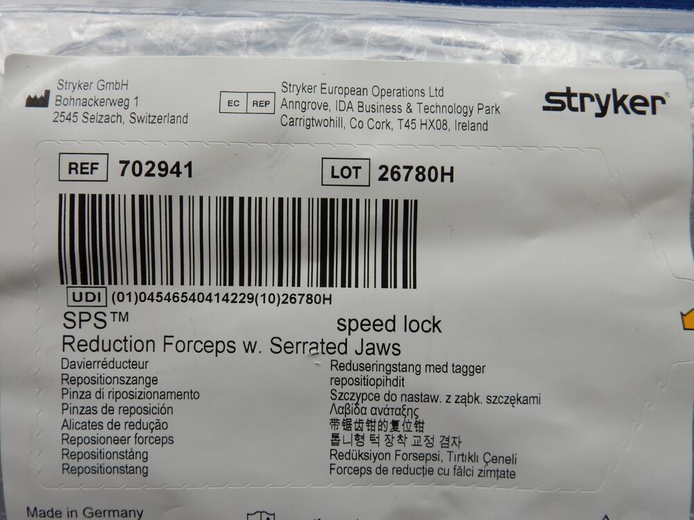 Stryker 702941 Speed Lock Reduction Forceps w/ Serrated Jaws - Image 5