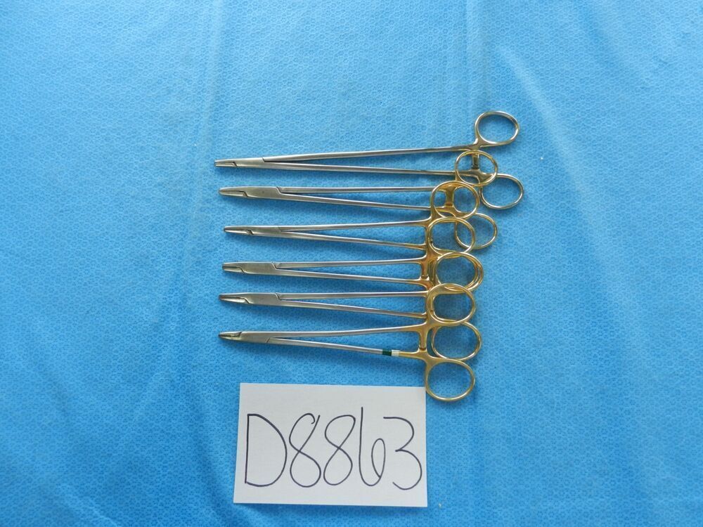 D8863 V. Mueller Lot of 6 Straight NeedleHolders Approx. 17.5cm-22cm